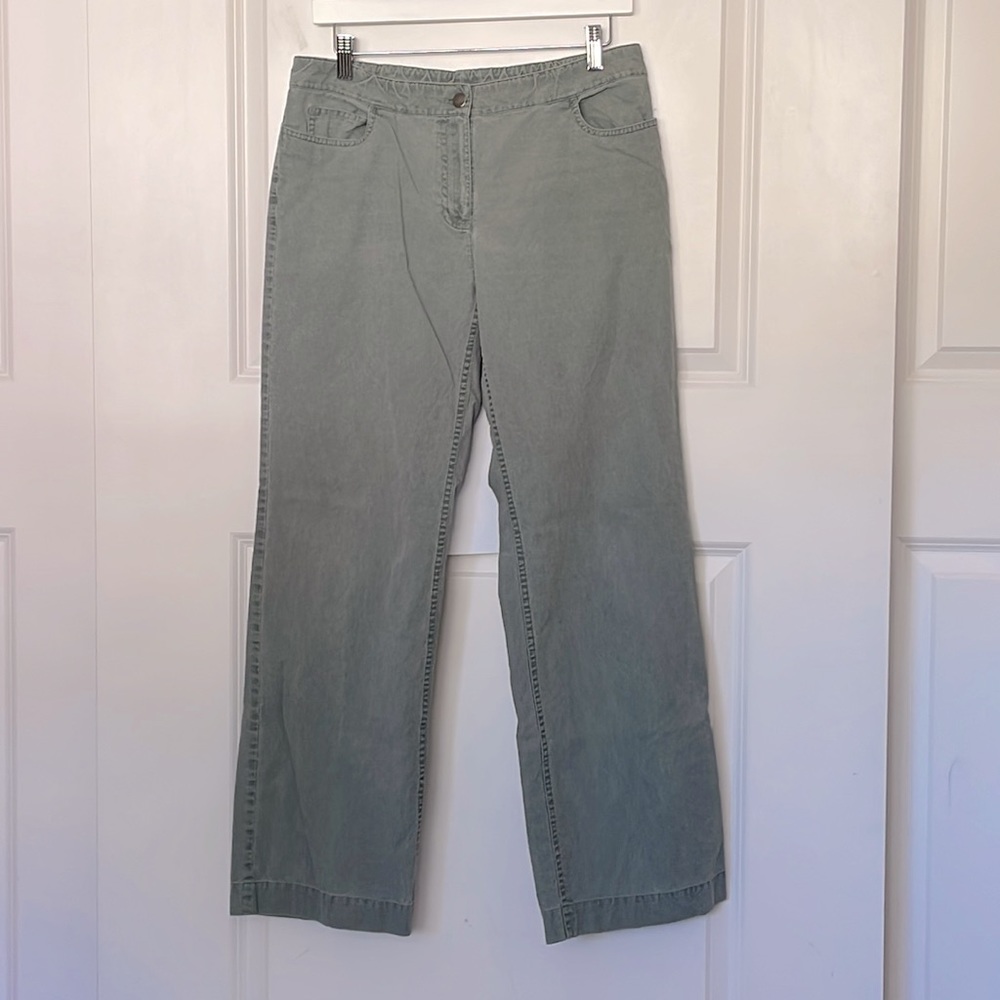 Eileen Fisher Sage Green Organic Cotton Pants Small
